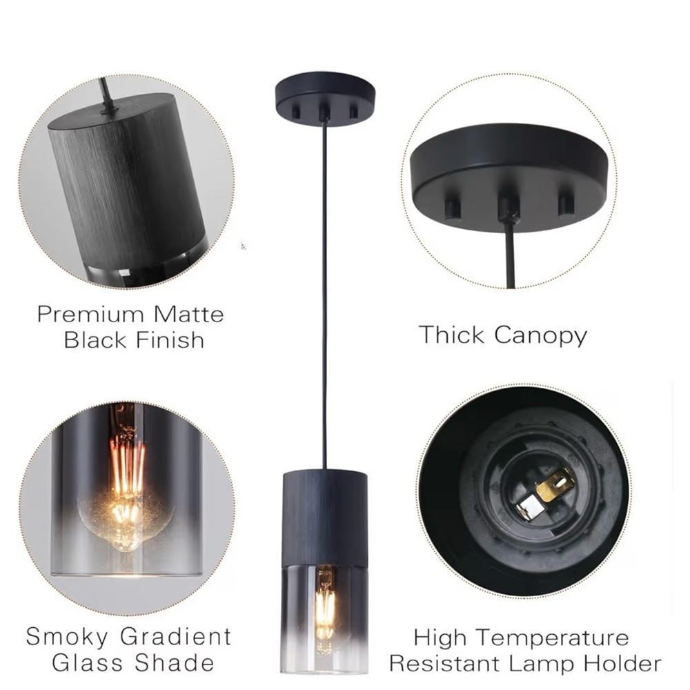 Modern Black Pendant Light Fixture - Picture 4 of 5